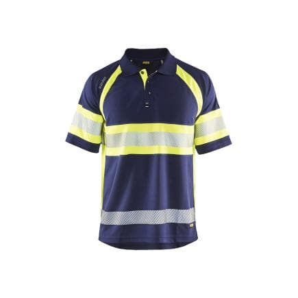 BLAKLADER 3338105189334XL - Polo haute-visibilité anti-UV level 1 Marine/Jaune
