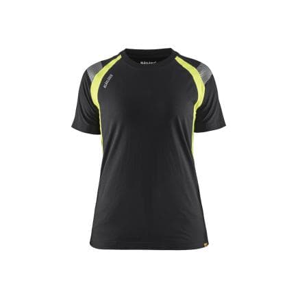 BLAKLADER 340210309933XL - T-shirt détails fluo femme Noir/Jaune