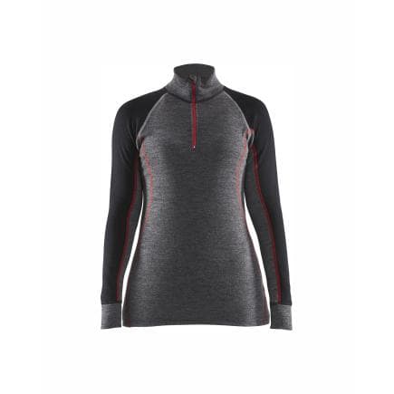 BLAKLADER 729917369699L - Haut de sous-vêtement col zippé XWarm femme Gris moyen/Noir