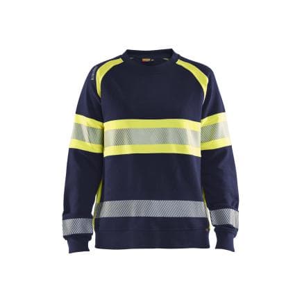 BLAKLADER 340911588933M - Sweat haute-visibilité femme Marine/Jaune