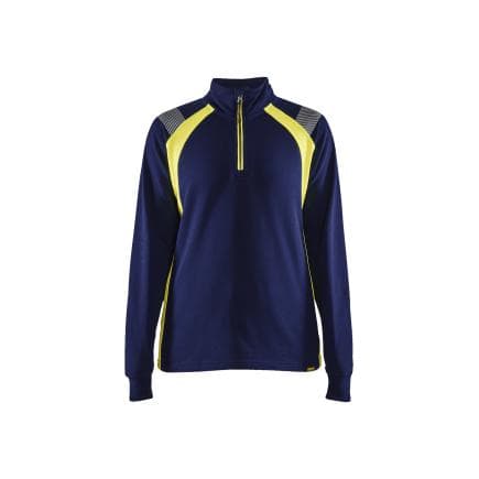 BLAKLADER 340311588933L - Sweat zippé femme Marine/Jaune