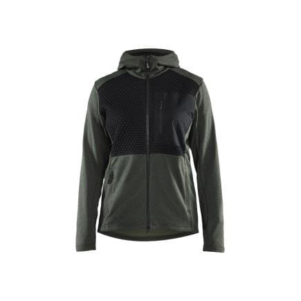 BLAKLADER 354225334199M - Sweat zippé à capuche femme Vert foncé/Noir
