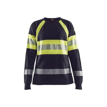 BLAKLADER 349417618933XL - T-shirt manches longues retardant flamme femme Marine/Jaune