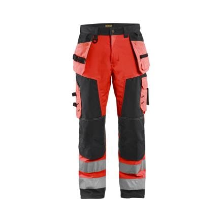 BLAKLADER 156725175599D100 - Pantalon artisan Softshell haute-visibilité Rouge/Noir