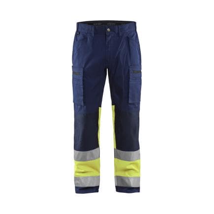 BLAKLADER 155118118933C54 - Pantalon artisan haute-visibilité stretch Marine/Jaune