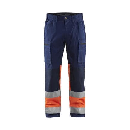 BLAKLADER 155118118953C54 - Pantalon artisan haute-visibilité stretch Marine/Orange