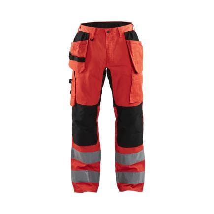 BLAKLADER 155218115599C56 - Pantalon artisan haute-visibilité stretch Rouge/Noir