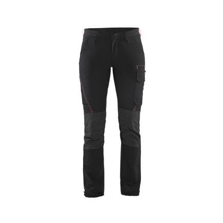 BLAKLADER 712216459956C34 - Pantalon Service stretch 4D femme Noir/Rouge