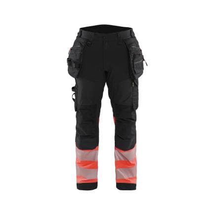 BLAKLADER 182125139955C50 - Pantalon Softshell haute-visibilité Noir/Rouge