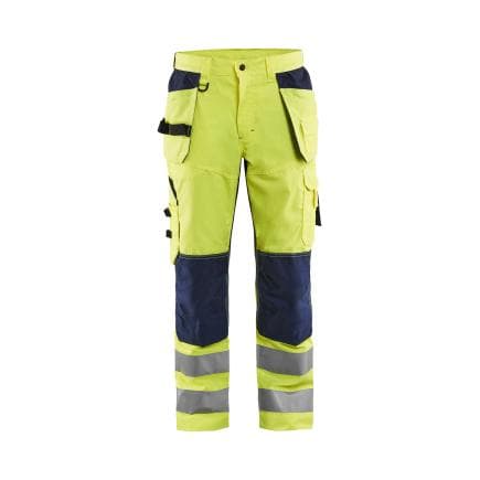 BLAKLADER 156518113389C52 - Pantalon artisan aéré haute visibilité avec stretch Jaune/Marine