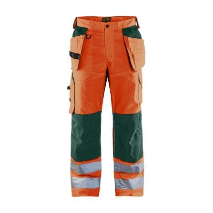 BLAKLADER 156518115349C62 - Pantalon artisan aéré haute visibilité avec stretch Orange/Vert