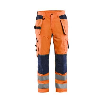 BLAKLADER 156518115389C48 - Pantalon artisan aéré haute visibilité avec stretch Orange/Marine