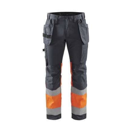 BLAKLADER 155818119653D112 - Pantalon artisan haute-visibilité avec stretch Gris moyen/Orange