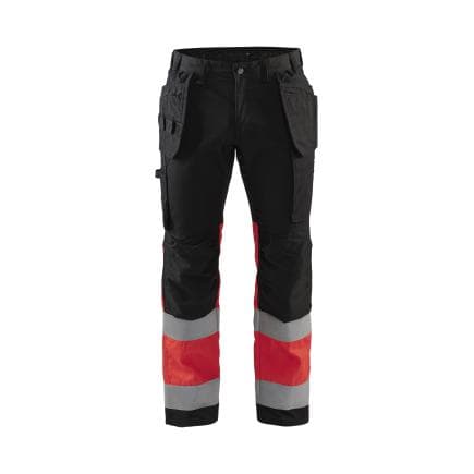 BLAKLADER 155818119955D96 - Pantalon artisan haute-visibilité avec stretch Noir/Rouge