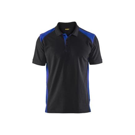 BLAKLADER 332410509985XXXL - Polo piqué Noir/Bleu roi