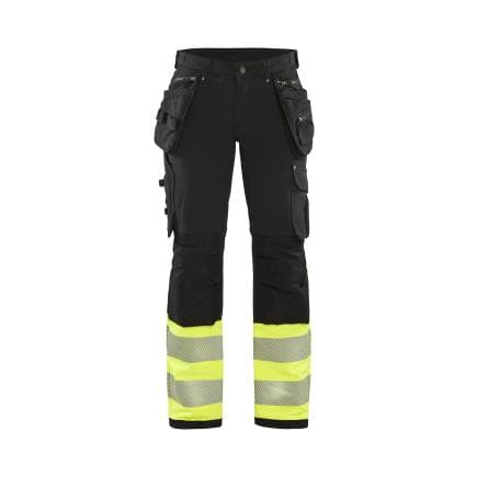 BLAKLADER 719316429933C40 - Pantalon stretch 4D haute-visibilité femme Noir/Jaune