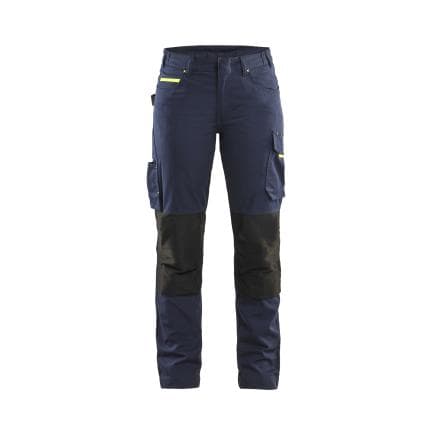 BLAKLADER 719513308633C40 - Pantalon Service avec stretch femme Bleu marine foncé/Jaune