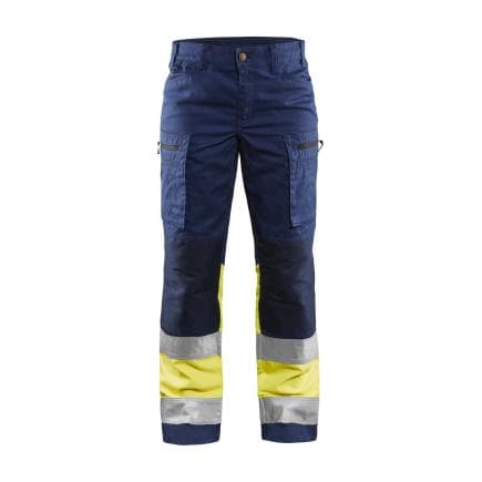 BLAKLADER 716118118933C42 - Pantalon avec stretch haute-visibilité femme Marine/Jaune