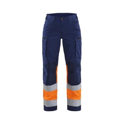 BLAKLADER 716118118953C42 - Pantalon avec stretch haute-visibilité femme Marine/Orange