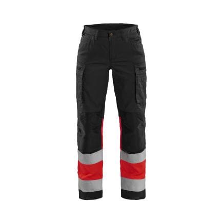 BLAKLADER 716118119955C38 - Pantalon avec stretch haute-visibilité femme Noir/Rouge