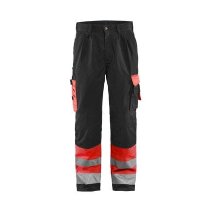 BLAKLADER 158418605599C48 - Pantalon artisan haute-visibilité Rouge/Noir