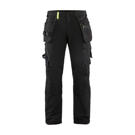 BLAKLADER 152216459933C50 - Pantalon artisan stretch 4D Noir/Jaune