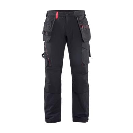 BLAKLADER 152216459956C50 - Pantalon artisan stretch 4D Noir/Rouge