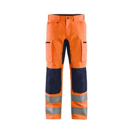 BLAKLADER 158518115389C46 - Pantalon haute-visibilité avec stretch Orange/Marine