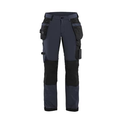 BLAKLADER 719216458699C38 - Pantalon artisan stretch 4D femme Marine foncé/Noir