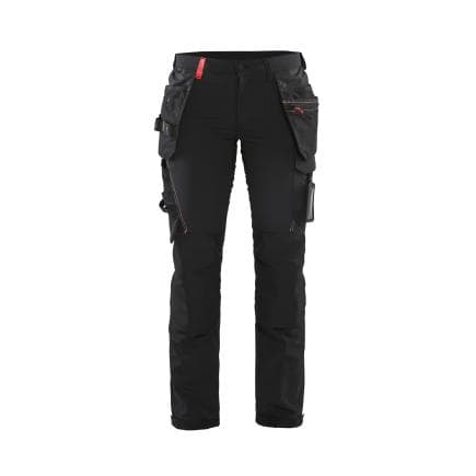 BLAKLADER 719216459956C40 - Pantalon artisan stretch 4D femme Noir/Rouge