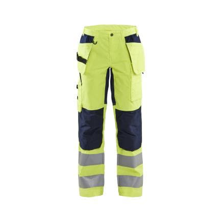 BLAKLADER 716318113389C34 - Pantalon avec stretch haute-visibilité femme Jaune/Marine