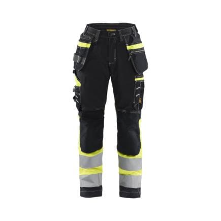 BLAKLADER 719613709933C34 - Pantalon haute-visibilité stretch femme Noir/Jaune