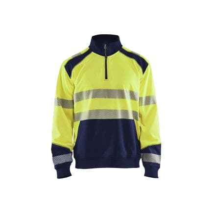 BLAKLADER 355625283389L - Sweat col camionneur haute-visibilité Jaune/Marine