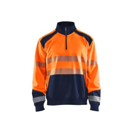 BLAKLADER 355625285389M - Sweat col camionneur haute-visibilité Orange/Marine