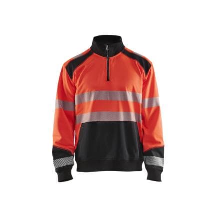 BLAKLADER 355625285599L - Sweat col camionneur haute-visibilité Rouge/Noir