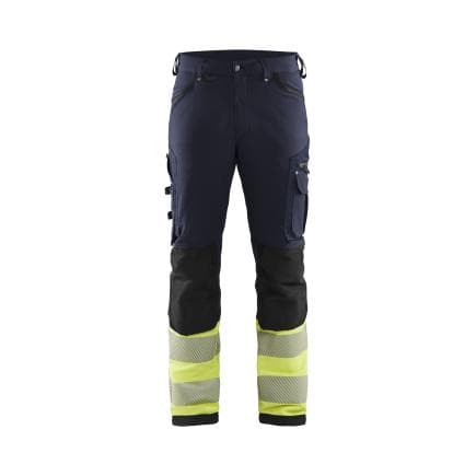 BLAKLADER 119316428933C50 - Pantalon haute-visibilité stretch 4D Marine/Jaune