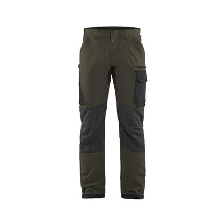 BLAKLADER 142216454599D88 - Pantalon Service stretch 4D Vert kaki/Noir