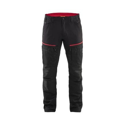 BLAKLADER 145618459956C56 - Pantalon Service avec stretch Noir/Rouge
