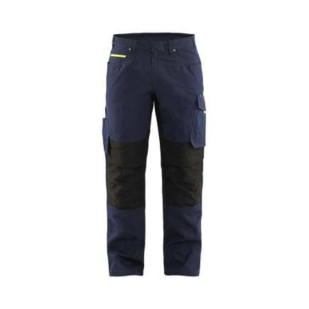 BLAKLADER 149513308633C48 - Pantalon Service avec stretch Bleu marine foncé/Jaune
