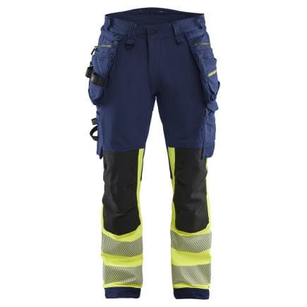 BLAKLADER 112516488933C52 - Pantalon Stretch 4D Haute-Visibilité Marine/Jaune fluo