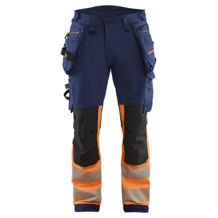 BLAKLADER 112516488953C48 - Pantalon Stretch 4D Haute-Visibilité Marine/Orange fluo