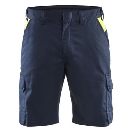 BLAKLADER 144618328633C44 - Short Industrie stretch 2D Bleu marine foncé/Jaune fluo