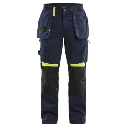 BLAKLADER 155518608633C48 - Pantalon artisan Bleu marine foncé/Jaune fluo
