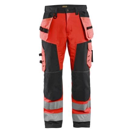 BLAKLADER 156725175599C152 - Pantalon artisan softshell haute-visibilité Rouge fluo/Noir