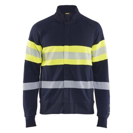 BLAKLADER 346217628933XL - Sweat zippé multinormes Marine/Jaune fluo
