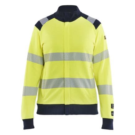 BLAKLADER 347117623389L - Sweat zippé multinormes femme Jaune fluo/Marine