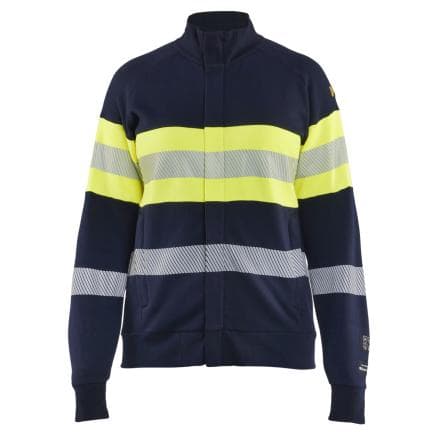 BLAKLADER 347217628933L - Sweat zippé multinormes femme Marine/Jaune fluo