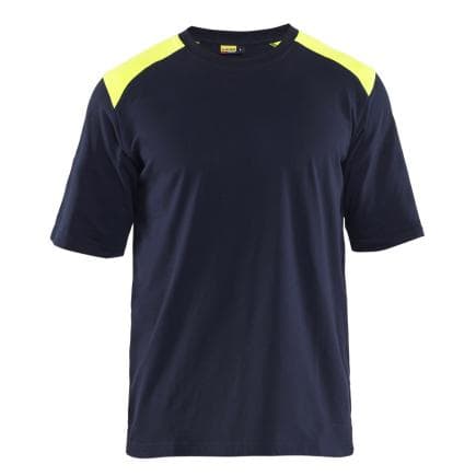 BLAKLADER 347617378933M - T-shirt Retardant flamme Marine/Jaune fluo