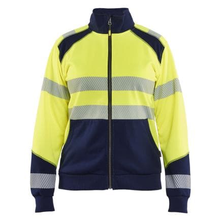 BLAKLADER 350825283389L - Sweat zippé haute-visibilité femme Jaune fluo/Marine