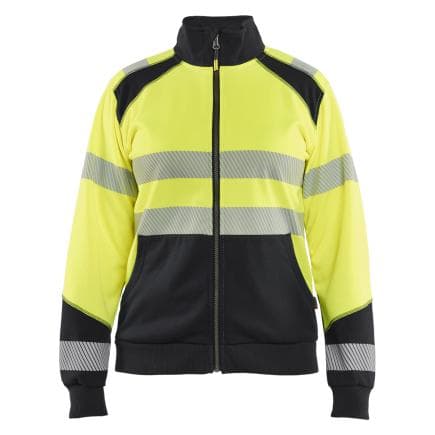 BLAKLADER 350825283399M - Sweat zippé haute-visibilité femme Jaune fluo/Noir